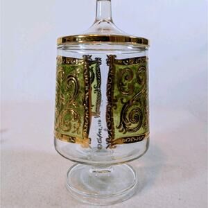 Rare Vintage Culver Valencia Candy Dish w/Lid Trimmed in 22K Gold